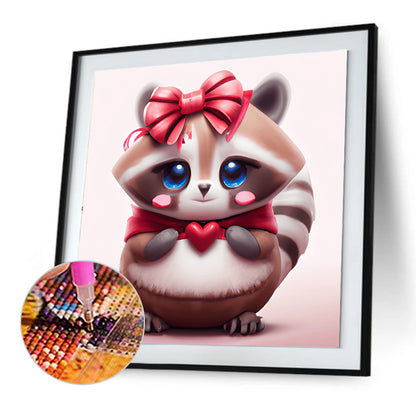 Big Headed Animal Raccoon - Full Round Drill Diamond Painting 30*30CM