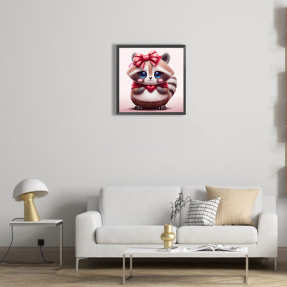 Big Headed Animal Raccoon - Full Round Drill Diamond Painting 30*30CM