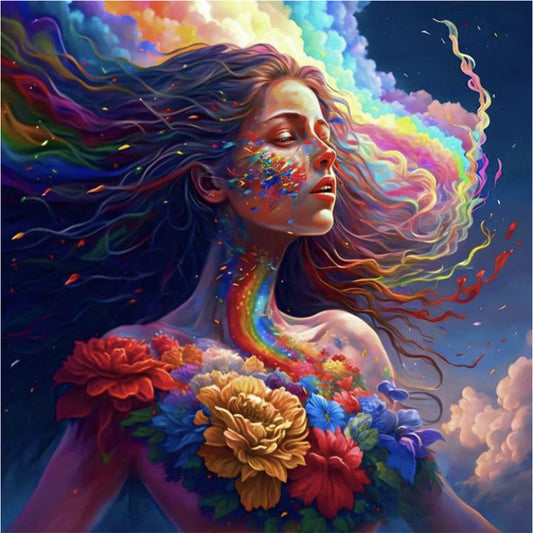 Rainbow Girl - Full Round Drill Diamond Painting 30*30CM