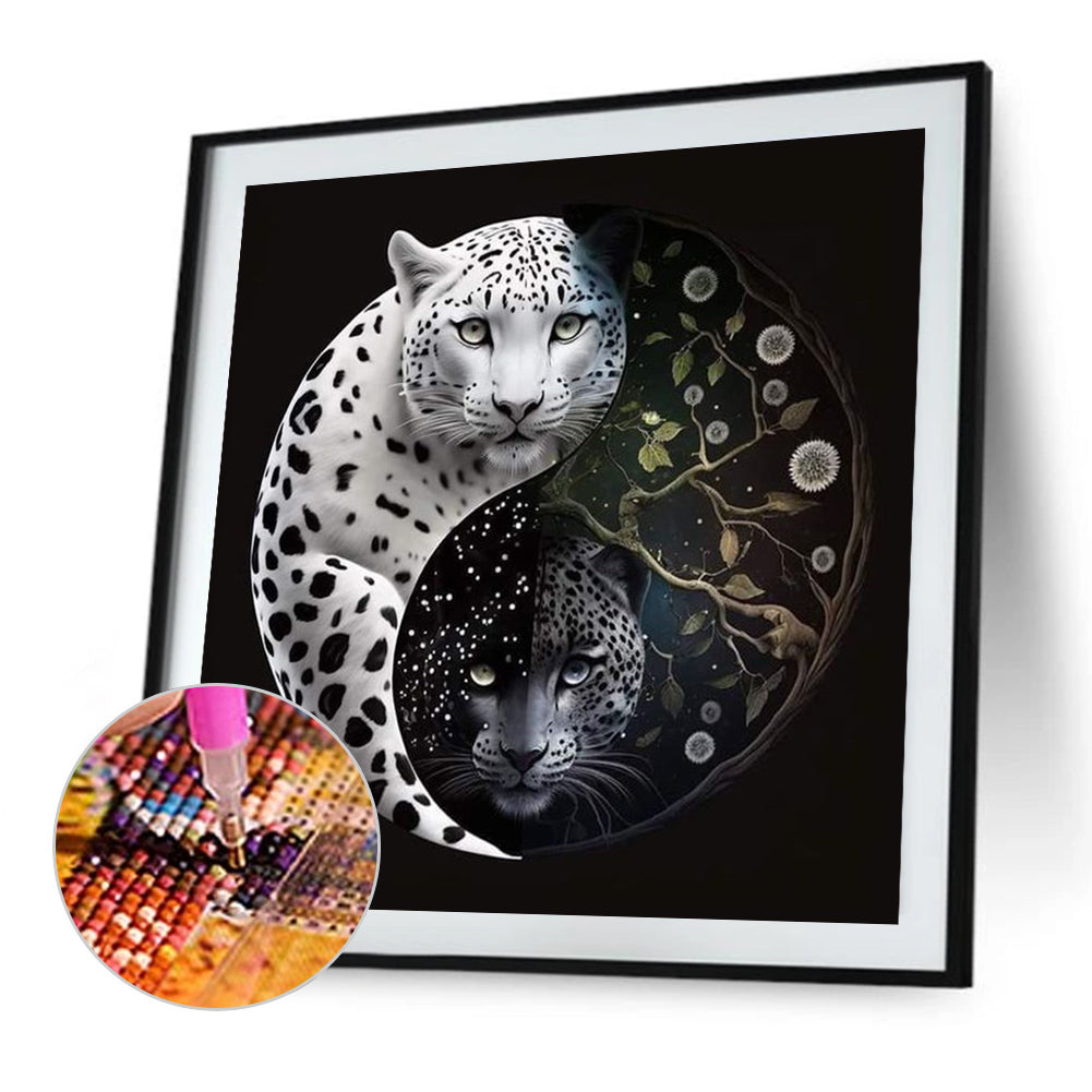 Tai Chi Animals - Black And White Leopard - Full Square Drill Diamond Painting 40*40CM