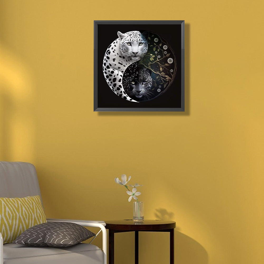 Tai Chi Animals - Black And White Leopard - Full Square Drill Diamond Painting 40*40CM