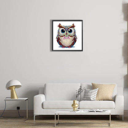 Owl With Flowers - Special Shaped Drill Diamond Painting 30*30CM