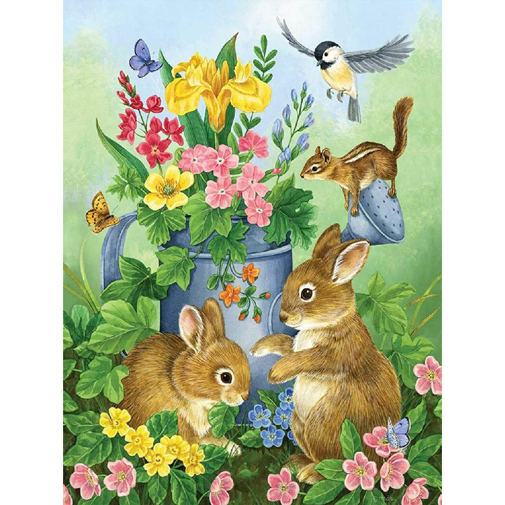 Animals Playing In The Wild - Full Round Drill Diamond Painting 30*40CM