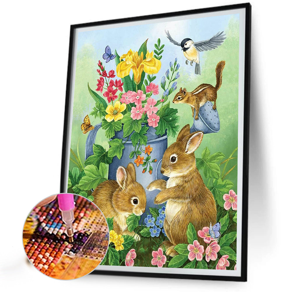 Animals Playing In The Wild - Full Round Drill Diamond Painting 30*40CM