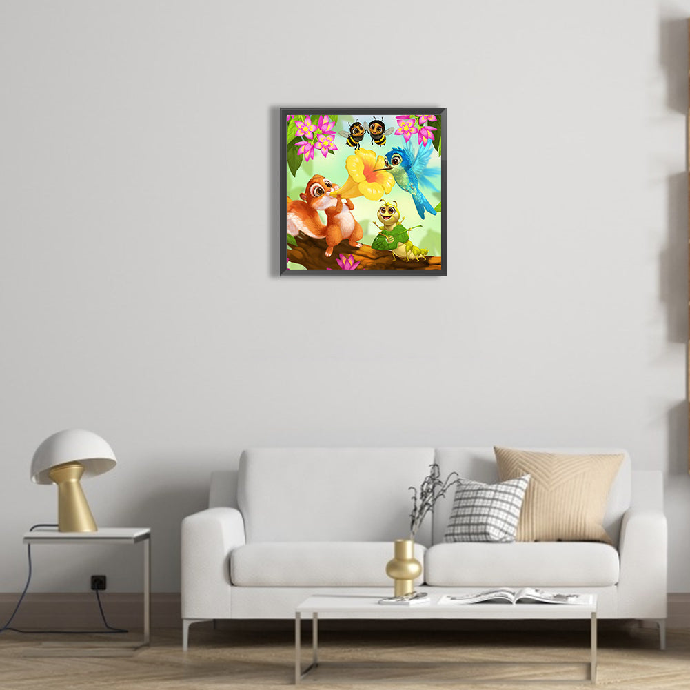 Animals Playing In The Wild - Full Round Drill Diamond Painting 30*30CM