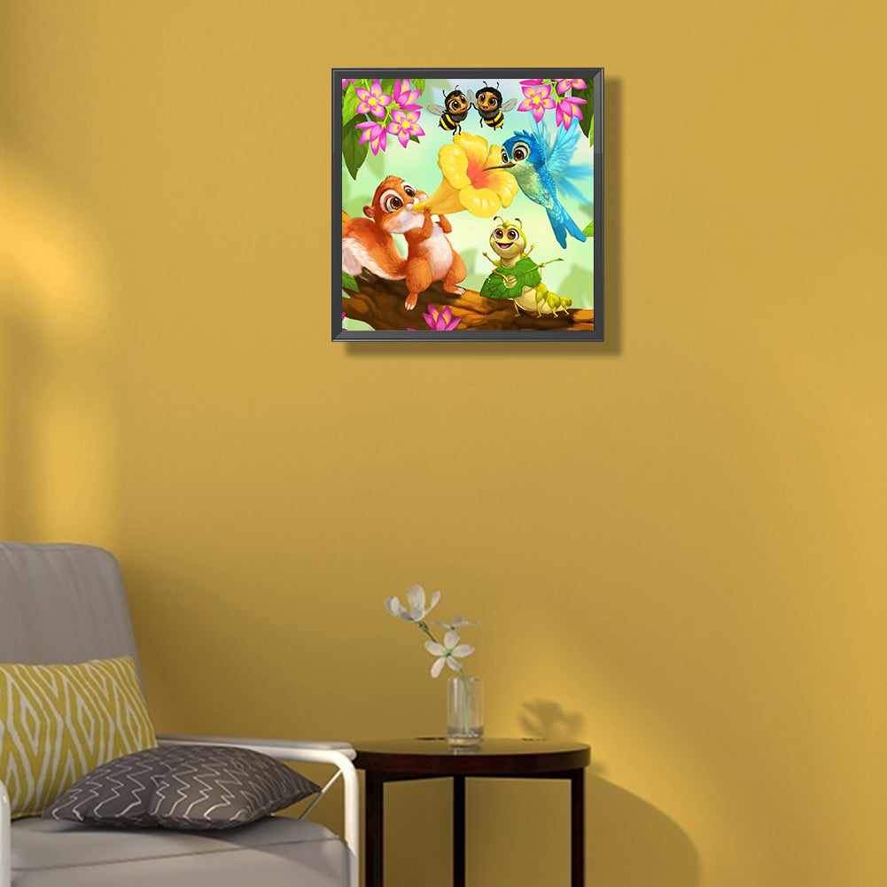 Animals Playing In The Wild - Full Round Drill Diamond Painting 30*30CM