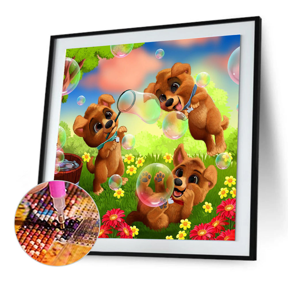 Animals Playing In The Wild - Full Round Drill Diamond Painting 30*30CM