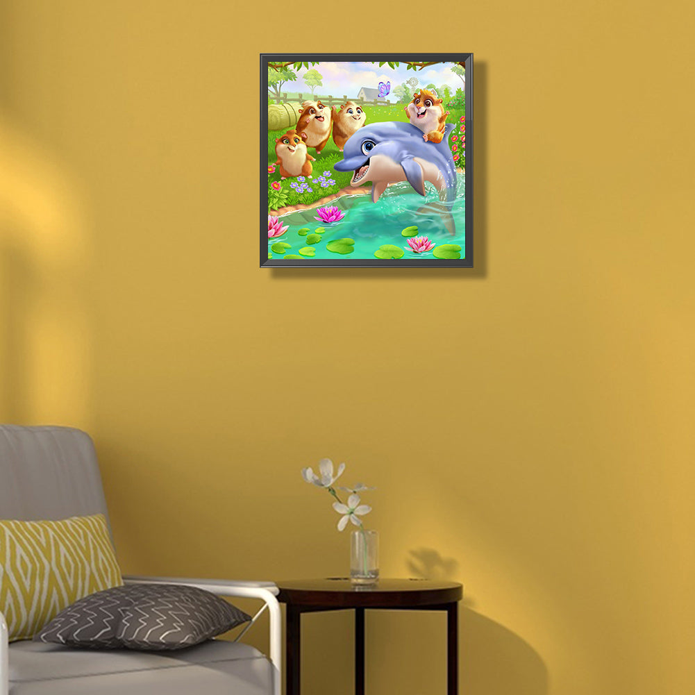 Animals Playing In The Wild - Full Round Drill Diamond Painting 30*30CM