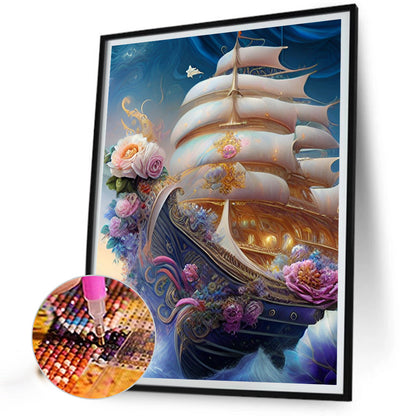 Sailboat - Full Round Drill Diamond Painting 30*40CM