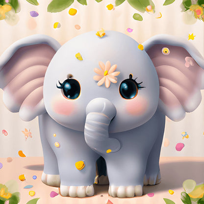 Chubby Elephant - Full Round Drill Diamond Painting 30*30CM