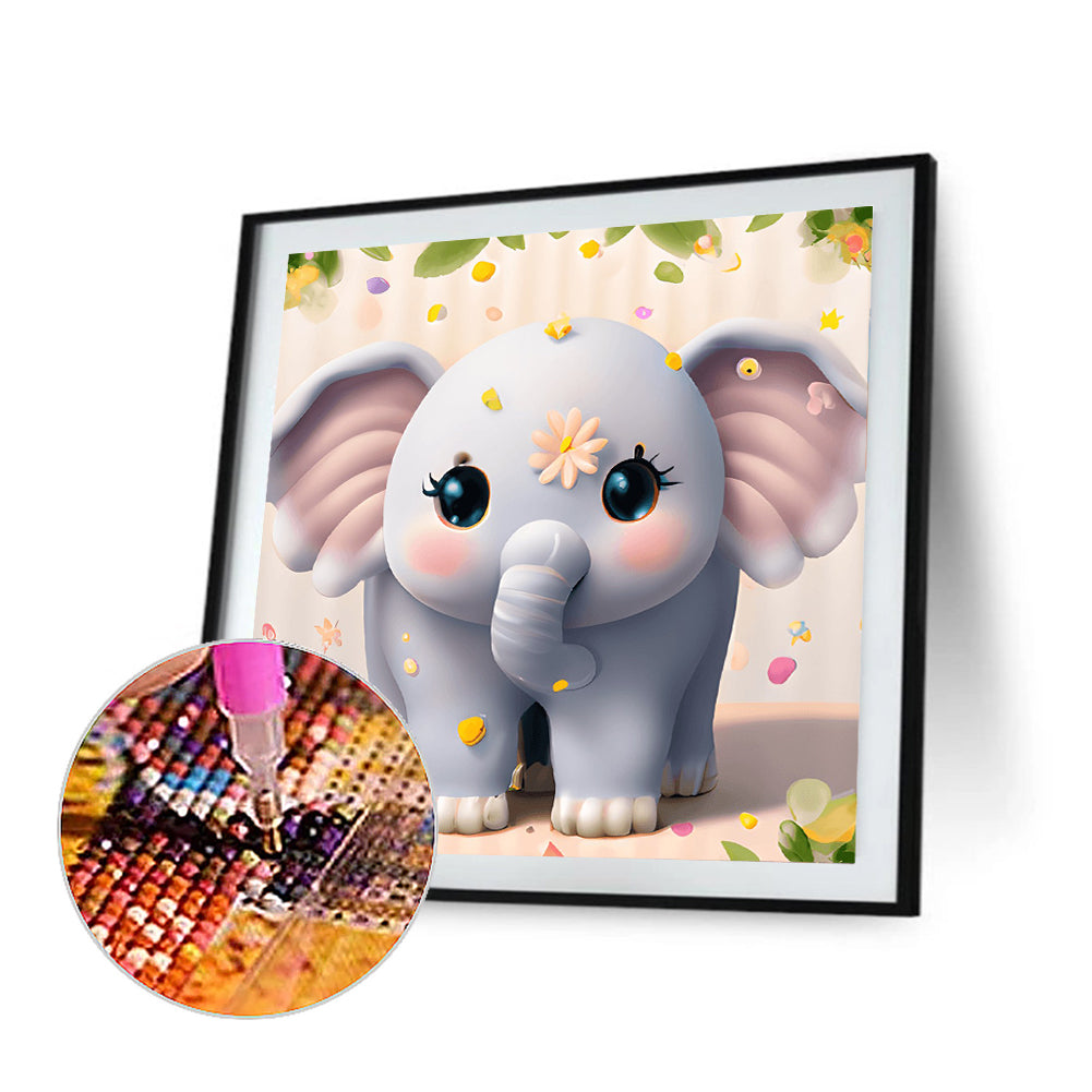 Chubby Elephant - Full Round Drill Diamond Painting 30*30CM