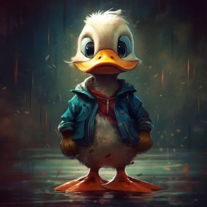 Rainy Night Donald Duck - Full Round Drill Diamond Painting 30*30CM
