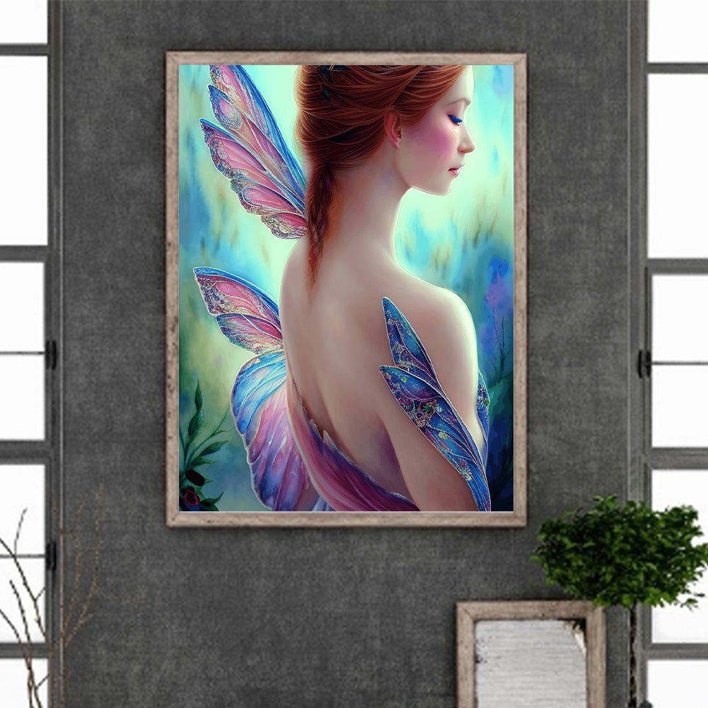 Butterfly Wings Woman - Full Round Drill Diamond Painting 30*40CM