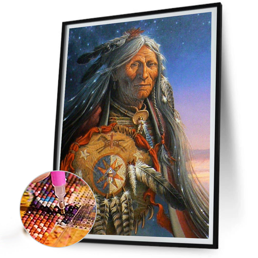 Indians - Full Round Drill Diamond Painting 30*40CM