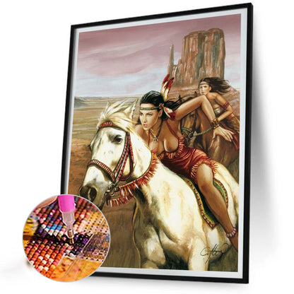 Indians - Full Round Drill Diamond Painting 30*40CM