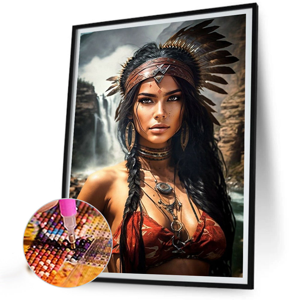 Indians - Full Round Drill Diamond Painting 30*40CM