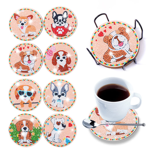 DIY Diamond Painting Coasters Kit Crystal Drink Coasters Cartoon for Adults Kids