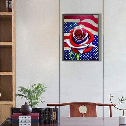 Independence Day Flag Rose - Full Round Drill Diamond Painting 30*40CM