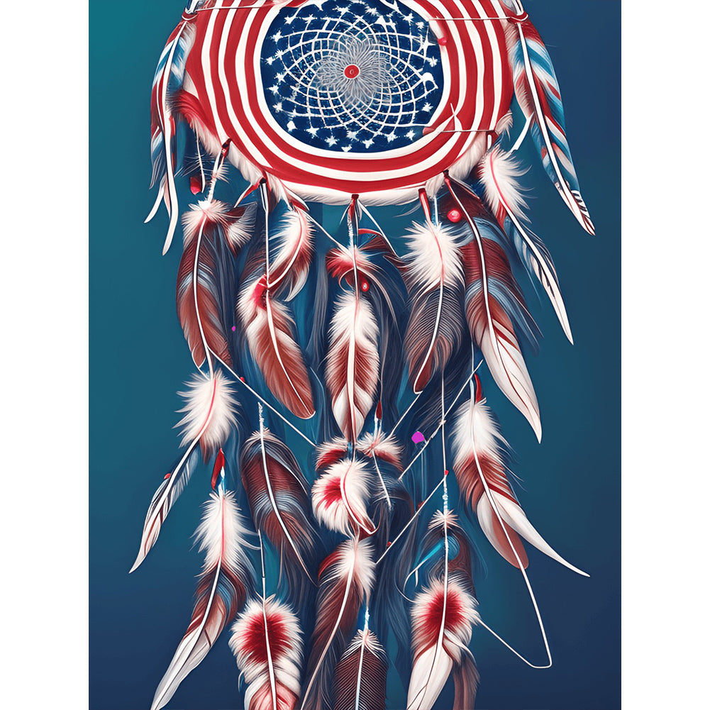 Independence Day Flag Dream Catcher - Full Round Drill Diamond Painting 30*40CM