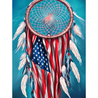 Independence Day Flag Dream Catcher - Full Round Drill Diamond Painting 30*40CM