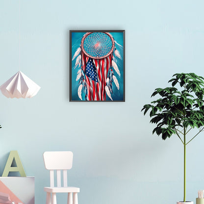 Independence Day Flag Dream Catcher - Full Round Drill Diamond Painting 30*40CM