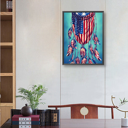 Independence Day Flag Dream Catcher - Full Round Drill Diamond Painting 30*40CM