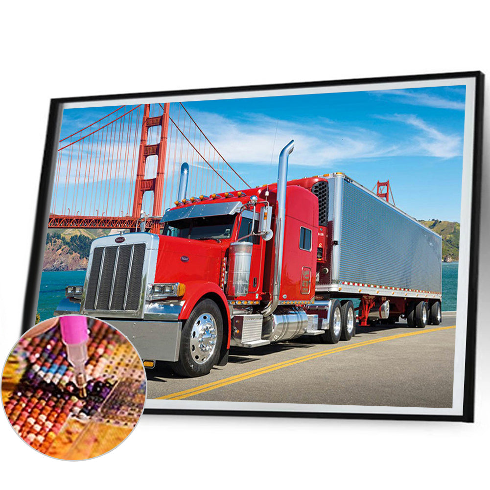 Big Red Truck - Full Round Drill Diamond Painting 60*50CM