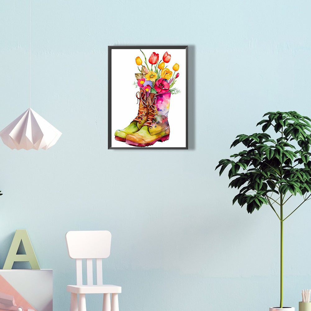 Flower Boots - Full Round Drill Diamond Painting 30*40CM