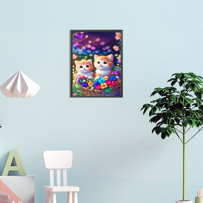 Two Kittens Looking Up - Full Round Drill Diamond Painting 30*40CM