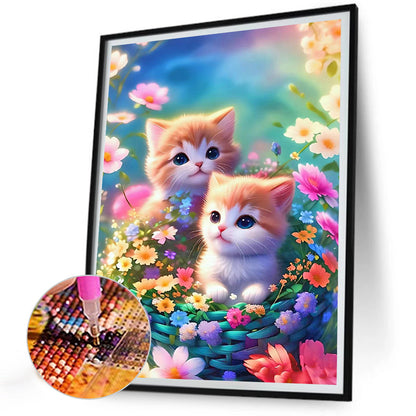 Two Kittens Looking In Different Directions - Full Round Drill Diamond Painting 30*40CM