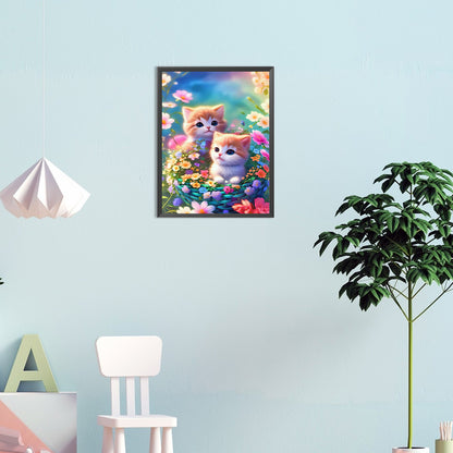 Two Kittens Looking In Different Directions - Full Round Drill Diamond Painting 30*40CM