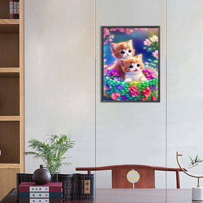 Two Kittens Looking In The Same Direction - Full Round Drill Diamond Painting 30*40CM