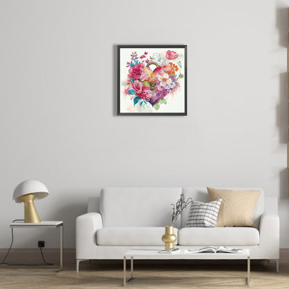 Flower Love Lock - Special Shaped Drill Diamond Painting 30*30CM
