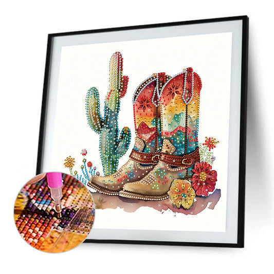 Retro Nostalgic Boots - Special Shaped Drill Diamond Painting 30*30CM