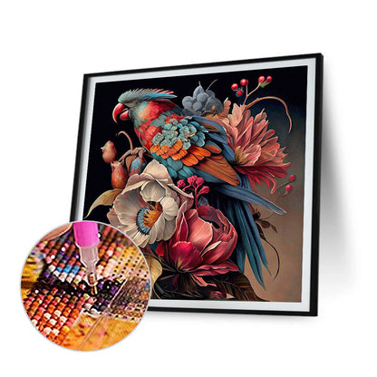 Parrot And Flower - Full Round Drill Diamond Painting 40*40CM