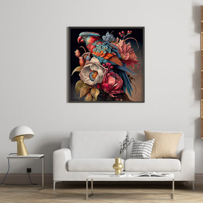 Parrot And Flower - Full Round Drill Diamond Painting 40*40CM