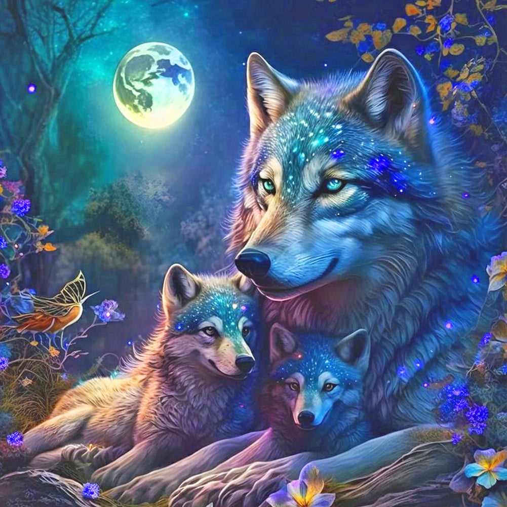 Family Of Wolves - Full Round Drill Diamond Painting 30*30CM