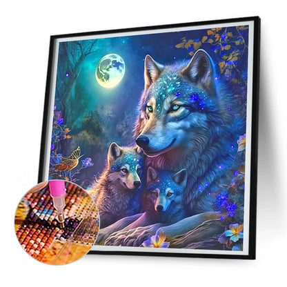 Family Of Wolves - Full Round Drill Diamond Painting 30*30CM