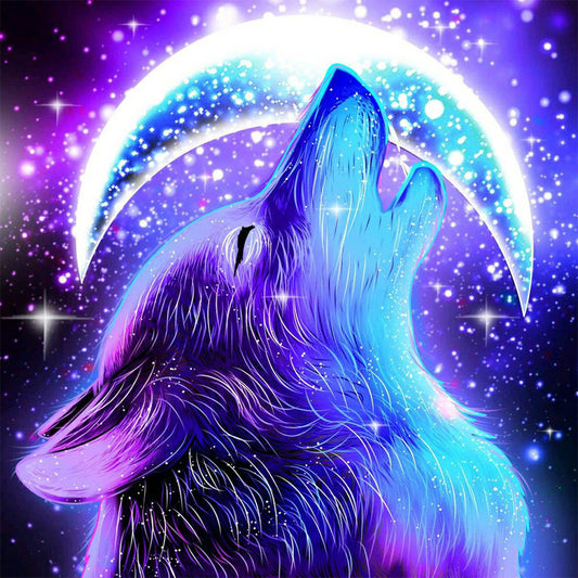 Wolf Eating The Moon - Full Round Drill Diamond Painting 30*30CM