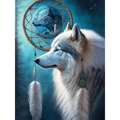 Dream Catcher And Wolf - Full Round Drill Diamond Painting 30*40CM