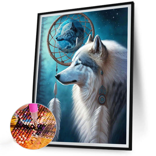 Dream Catcher And Wolf - Full Round Drill Diamond Painting 30*40CM
