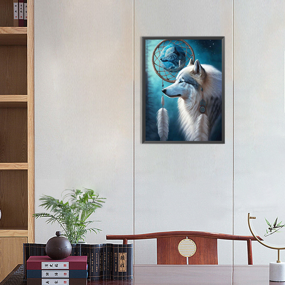 Dream Catcher And Wolf - Full Round Drill Diamond Painting 30*40CM