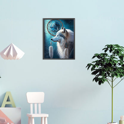 Dream Catcher And Wolf - Full Round Drill Diamond Painting 30*40CM