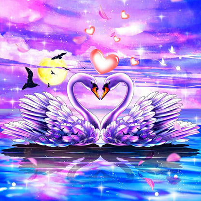 Lake Swan - Full Round Drill Diamond Painting 30*30CM