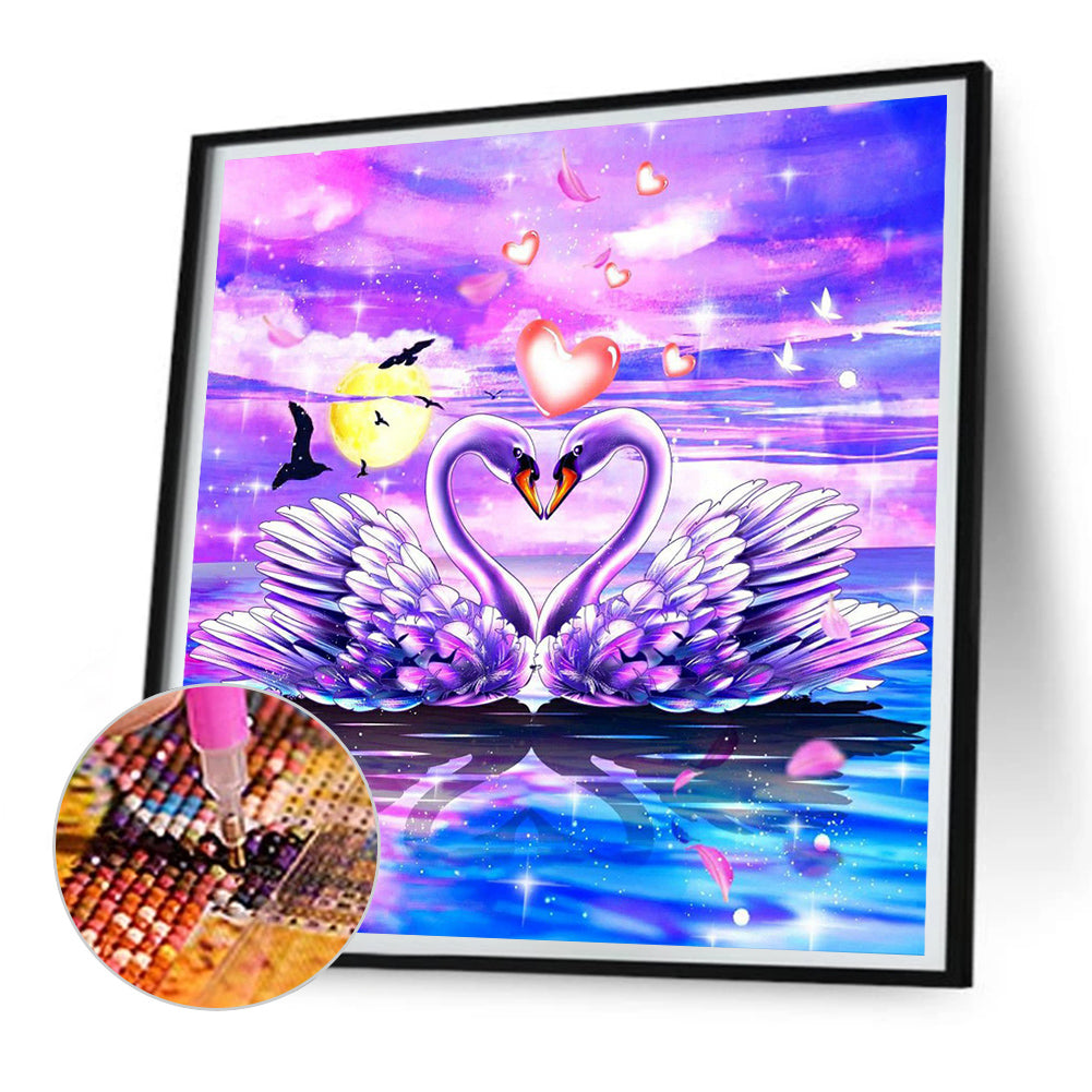 Lake Swan - Full Round Drill Diamond Painting 30*30CM