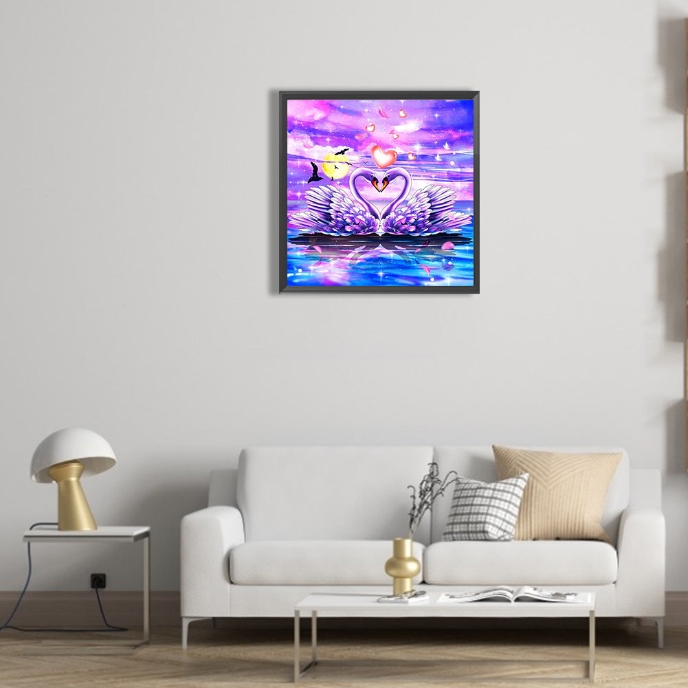 Lake Swan - Full Round Drill Diamond Painting 30*30CM