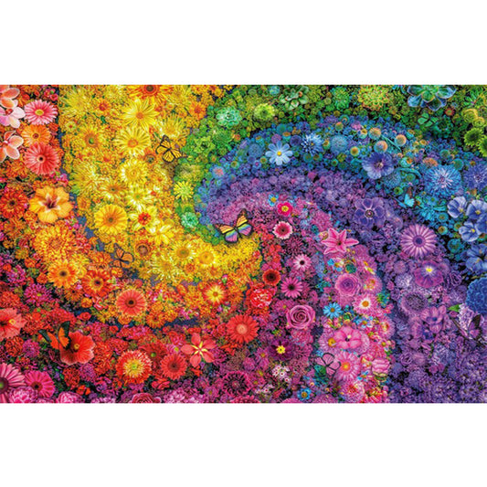 Rainbow Flower Butterfly Swirl - Full Round Drill Diamond Painting 70*50CM