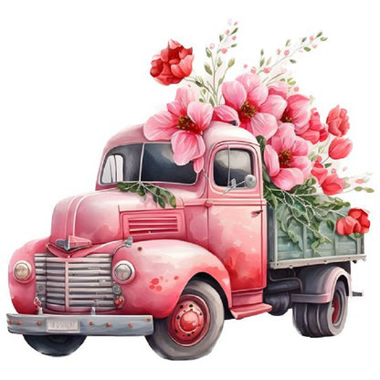 Pink Vintage Car - Full Round Drill Diamond Painting 30*30CM