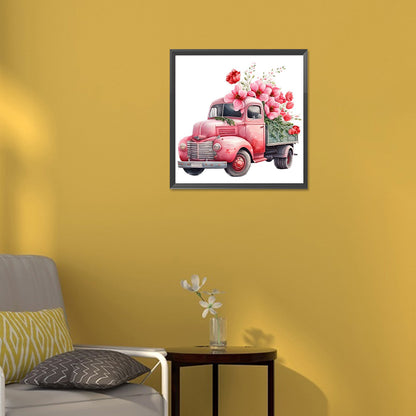 Pink Vintage Car - Full Round Drill Diamond Painting 30*30CM