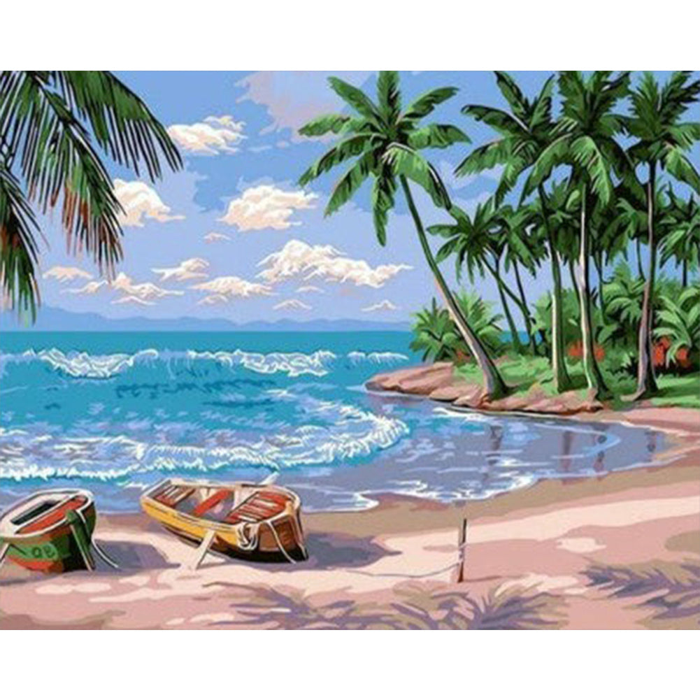 Beach - Full Round Drill Diamond Painting 40*50CM